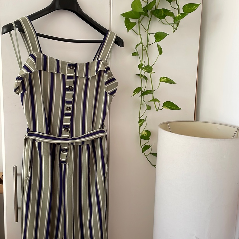 Striped long pant jumpsuit